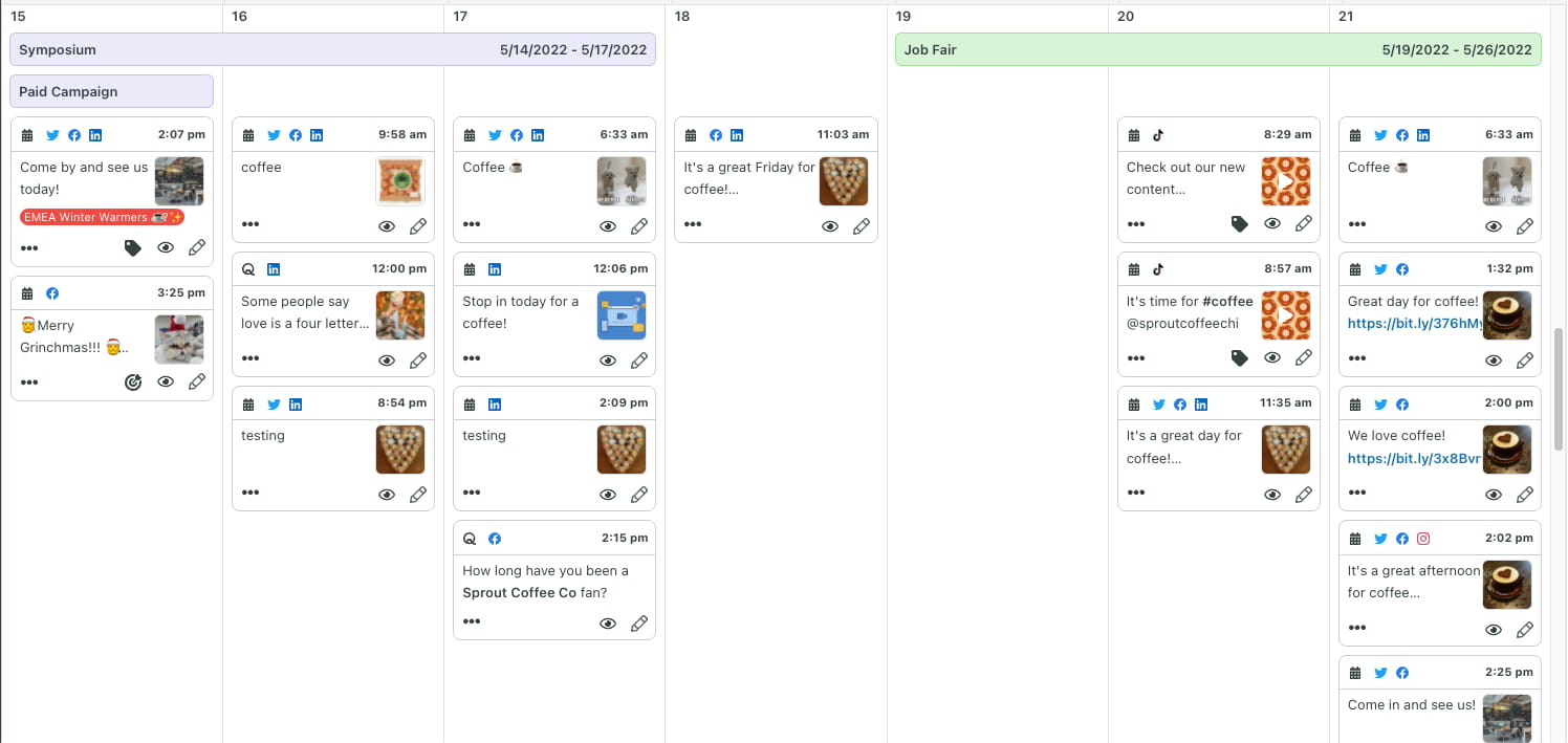 Publishing calendar in Sprout Social