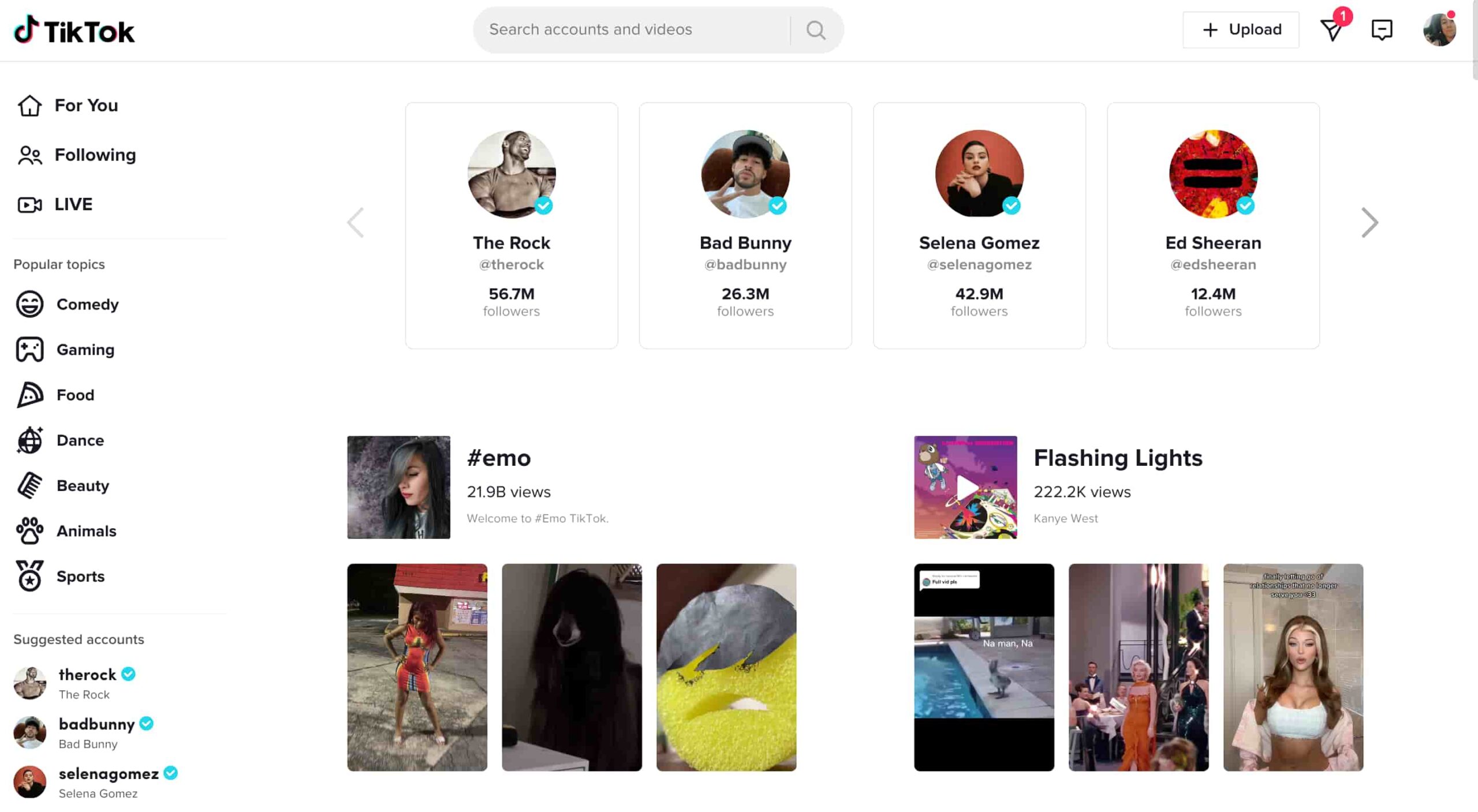 The TikTok Discover page