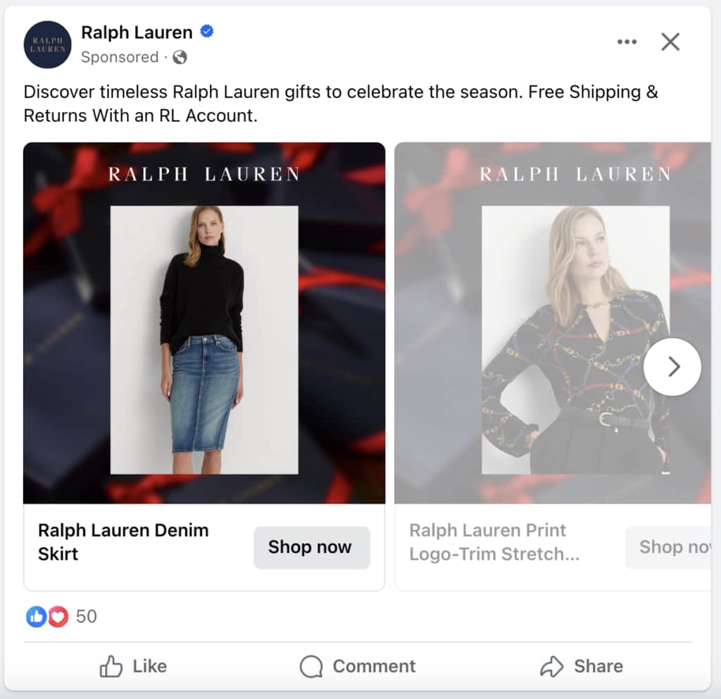 facebook marketing ad example