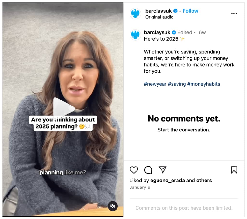 A post from UK-based financial giant Barclay’s that engages audiences with educational content