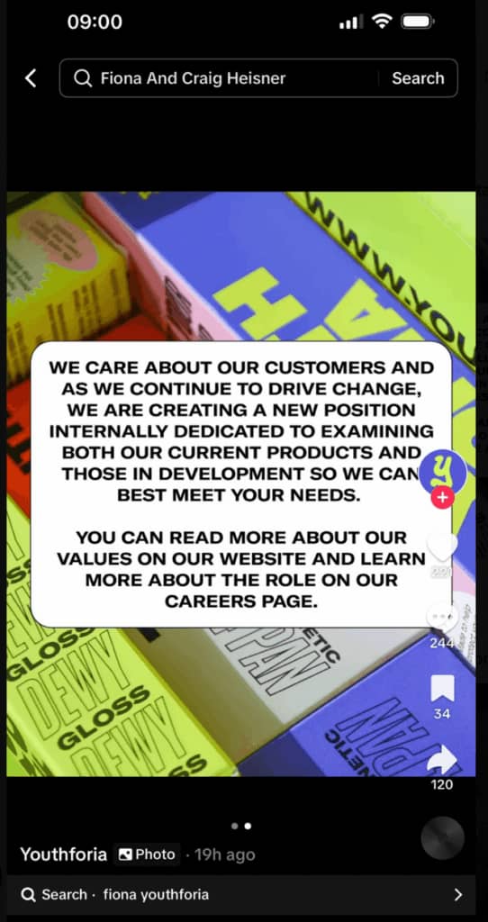 Youthforia's response to customer backlash over its foundation colors.