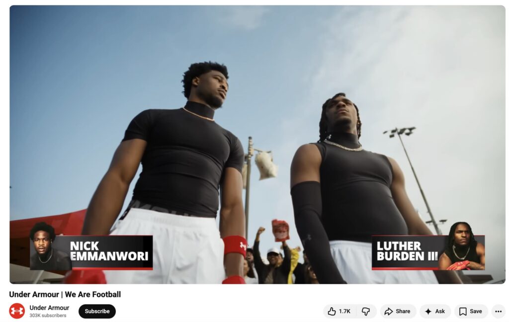 The first long-form video from Under Armour's in-house studio, We Are Football.