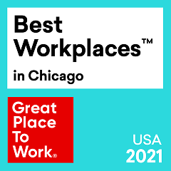 Premio Best Workplaces™️ in Chicago de 2021 en los Estados Unidos, otorgado por Great Place To Work