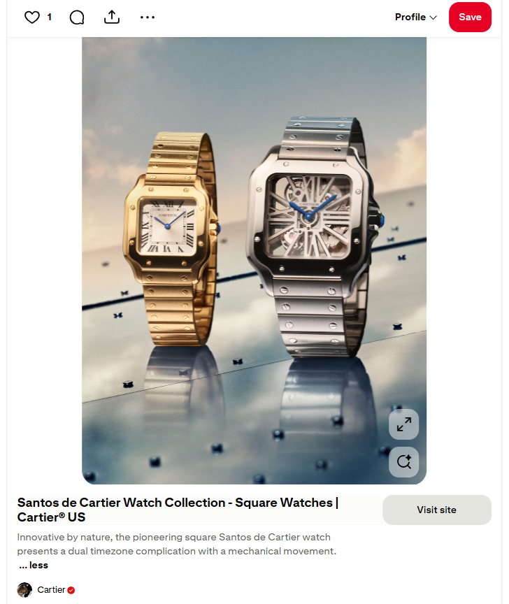 An ecommerce Pinterest post from Cartier.