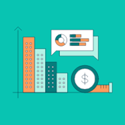 Imagen con barras ascendentes, el signo del dólar y un gráfico, representando el aumento y la visualización del ROI en las redes sociales.