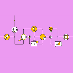 Iconos interconectados que representan diversas funciones empresariales, ilustrando el impacto de las redes sociales en toda una organización.