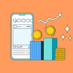 Un gráfico con logotipos de redes sociales y gráficos de crecimiento, representando el cálculo del valor ganado en los medios.